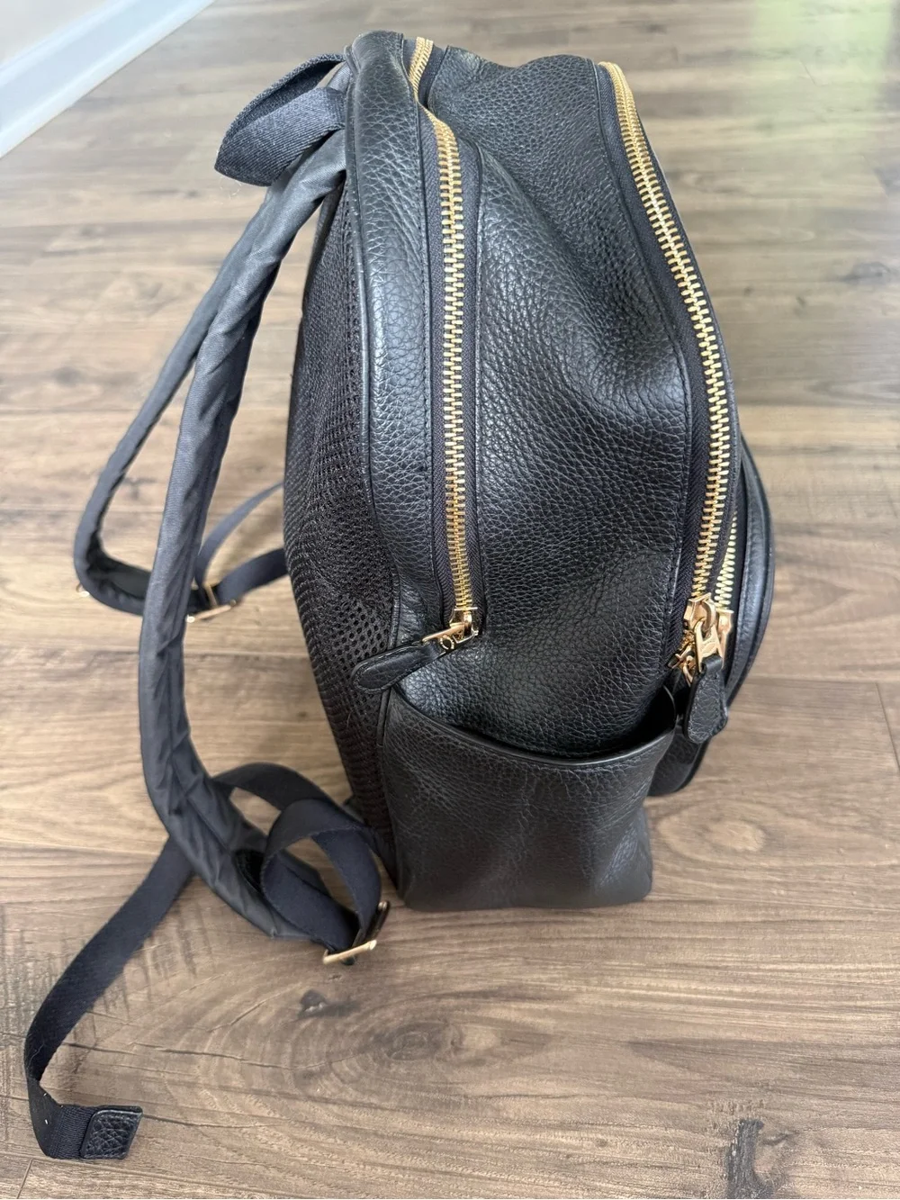 Coach Black Pebbled Leather Mini Backpack with Gold Hardware